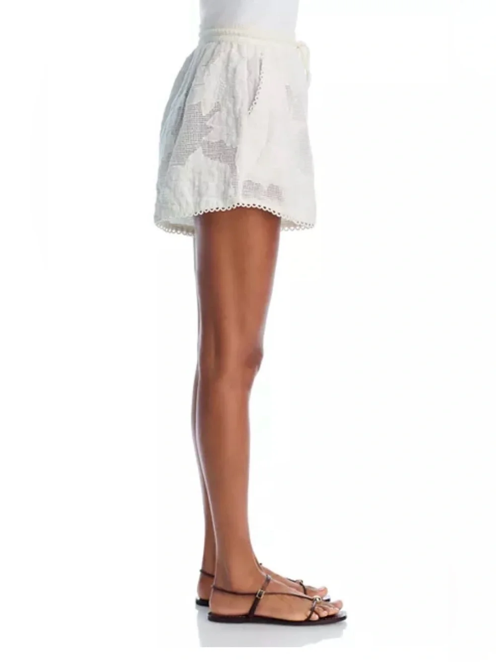 Farm Rio Women's White Embroidered Cotton Drawstring Shorts Size M NWT $160 - Picture 4 of 12